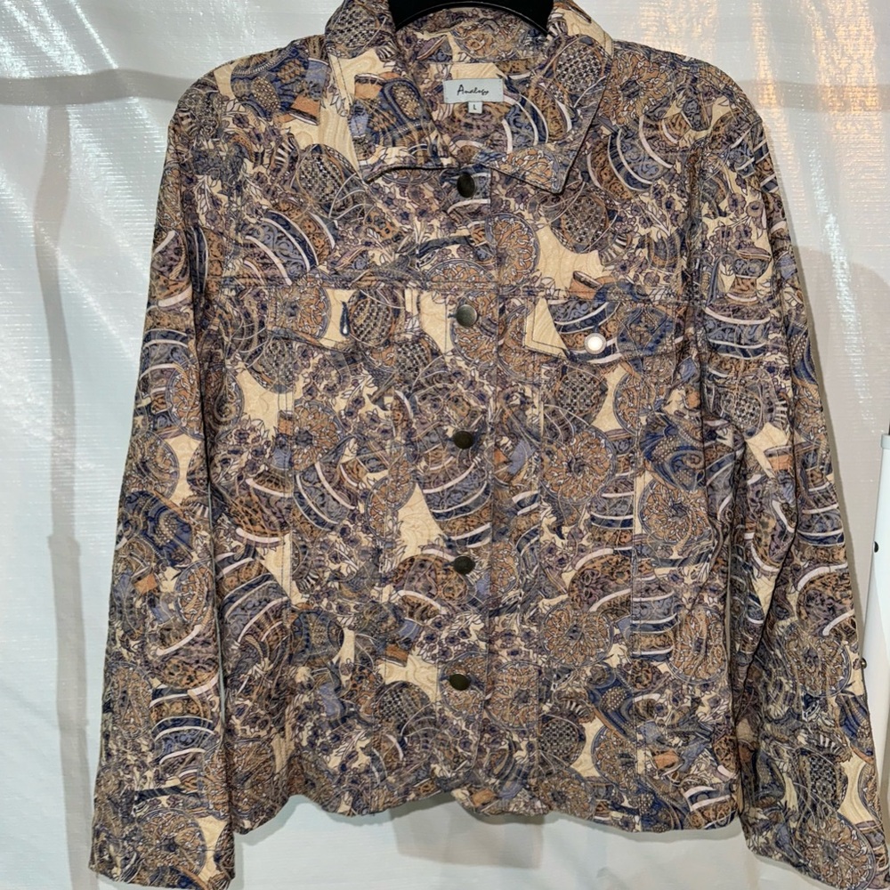 Analogy Women's Embroidered Button Down Western brocade jacket coat